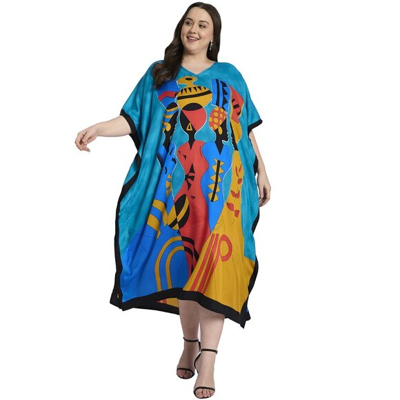 Gypsie Blu Kaftan Dress for Women Plus Size Party Wear Maxi Dresses Caftan Gowns - Picture 3 of 8